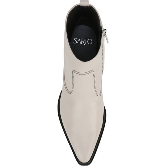 🆕FRANCO SARTO Blake Pointed Toe Western Zip Bootie Ankle Boot 8 White - Picture 8 of 16